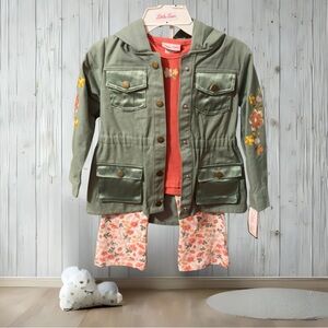 Little Sass 3-Piece Green Floral Raincoat - 4